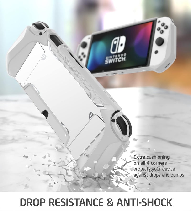 Mumba Dockable Case for Nintendo Switch OLED 2021, [Blade Series] TPU Grip Protective Cover Accessories Compatible with Nintendo Switch OLED 7 Inch and Joy-Con Controller (Gray) - Image 4
